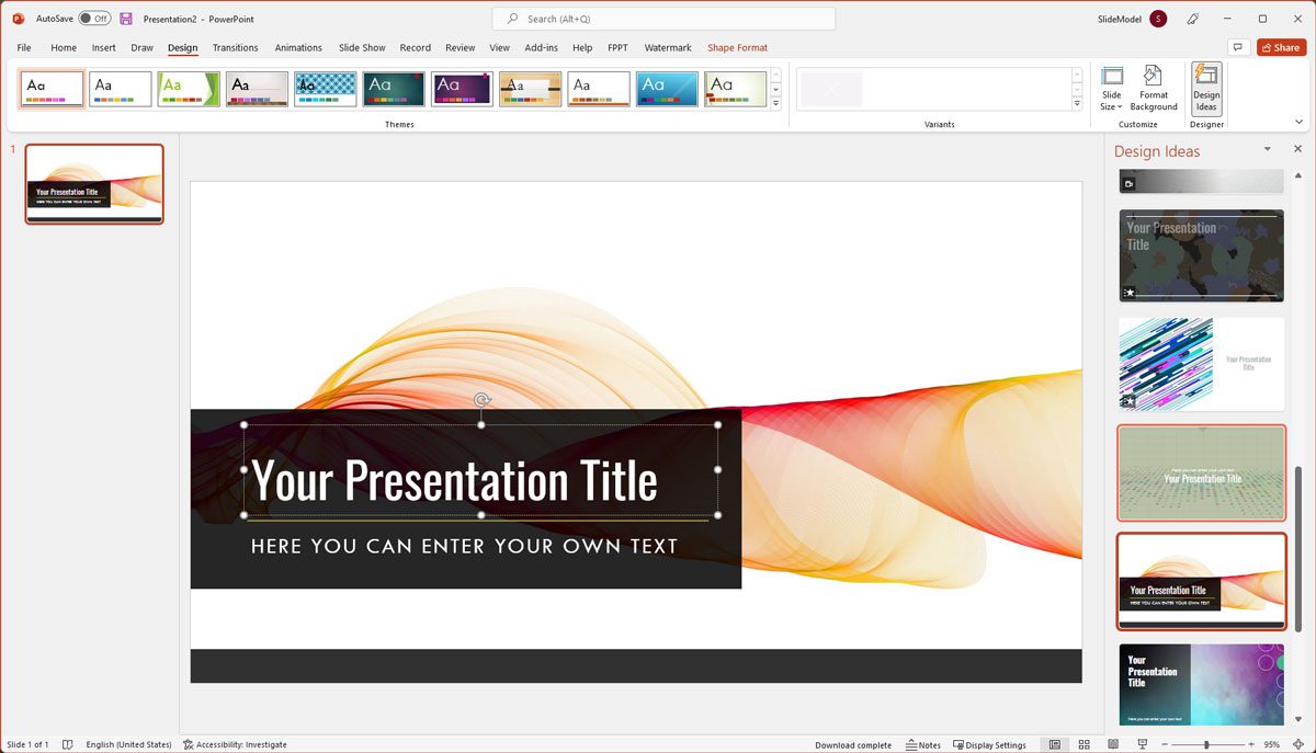 Concepto de idea de diseño de PowerPoint para presentaciones