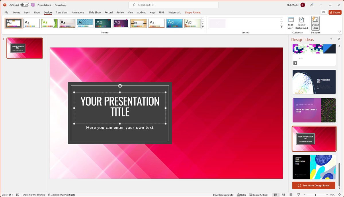 Idea de diseño creativo de PowerPoint con un fondo colorido