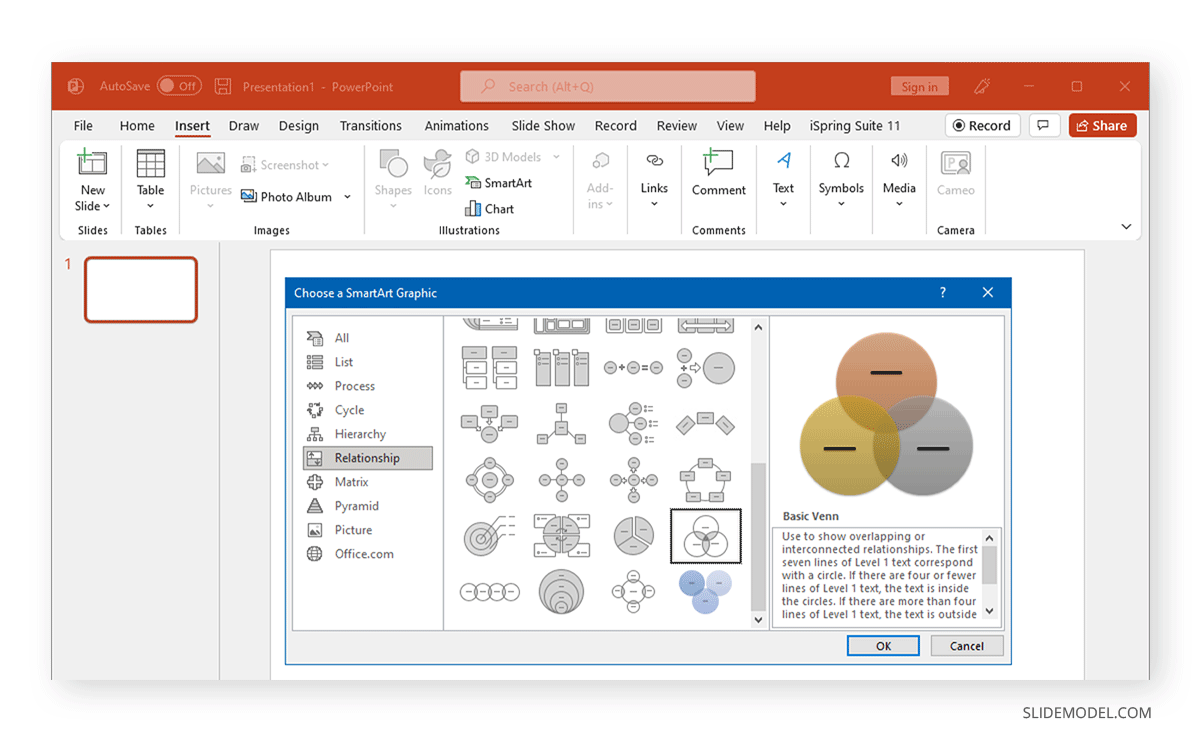 Crear un diagrama de Venn con el SmartArt de PowerPoint