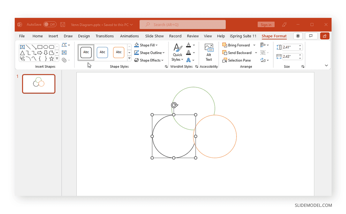 Organizar formas para crear un diagrama de Venn en PowerPoint