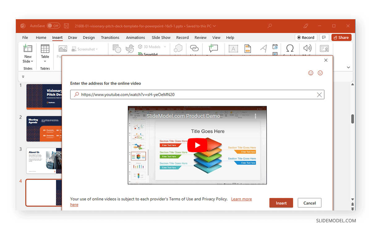 incrustar vídeos en diapositivas de PowerPoint para comprimir presentaciones en PowerPoint