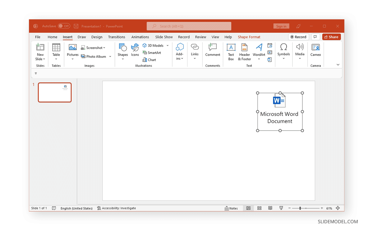 Insertar un archivo de Word como icono en PowerPoint