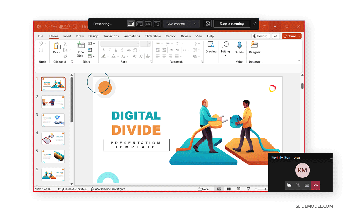 Compartir una pantalla en la llamada de Microsoft Teams para mostrar una presentación de PowerPoint