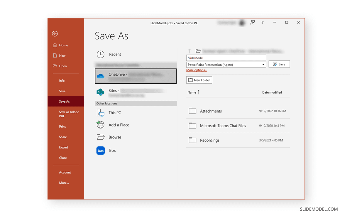 Subir una presentación a OneDrive a través de PowerPoint