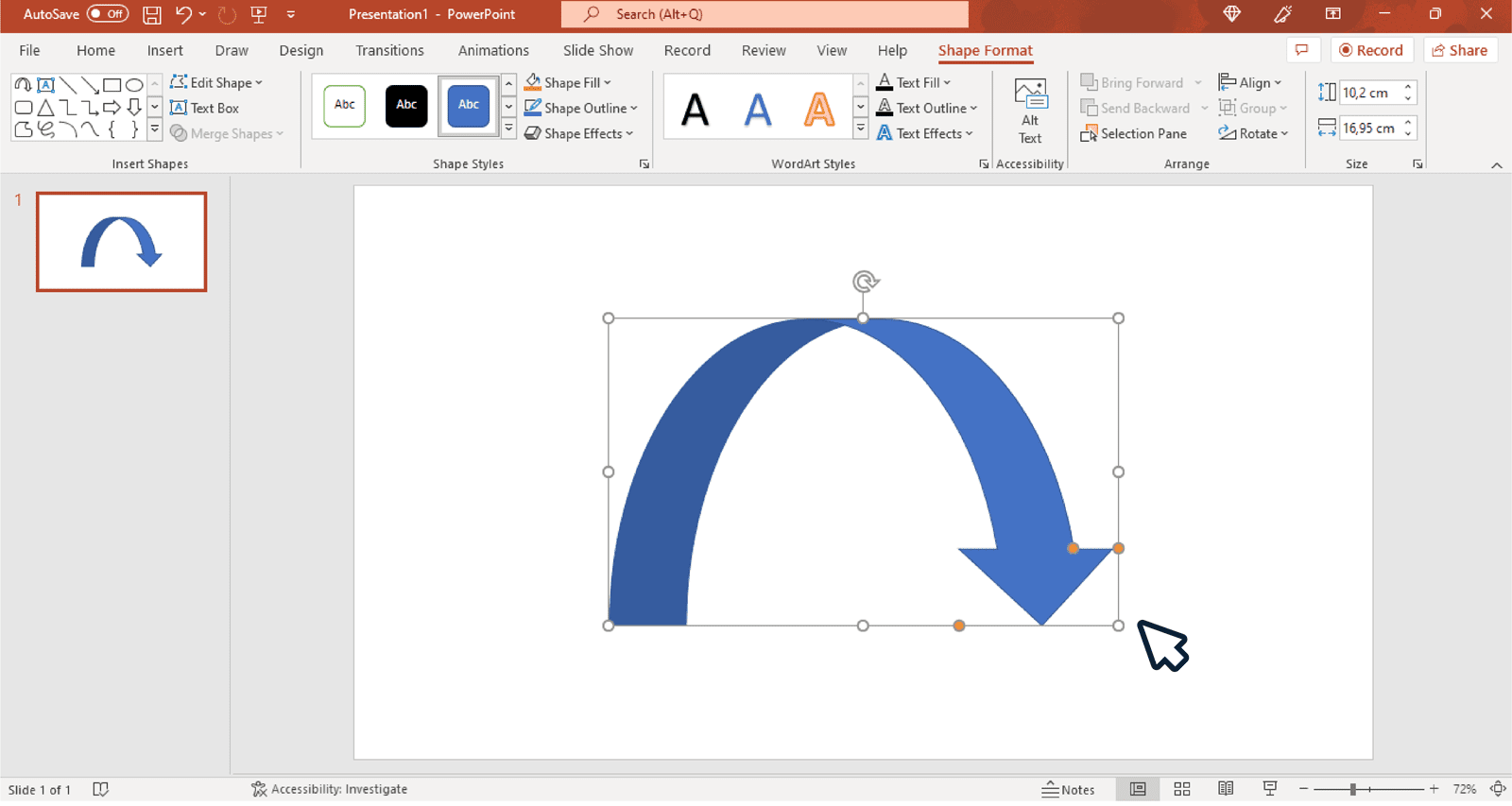 Cómo hacer una flecha curva en PowerPoint.