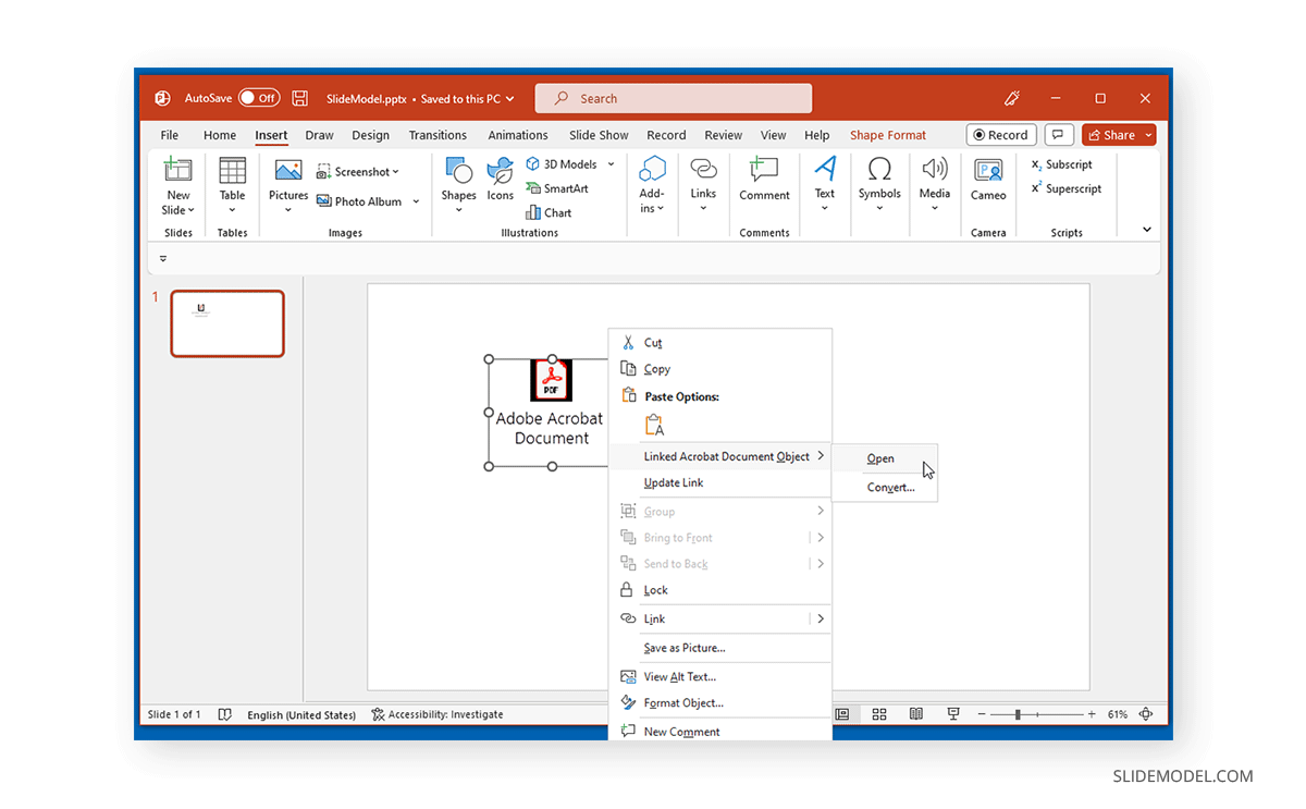 Abrir PDF desde un icono en PowerPoint utilizando el menú contextual