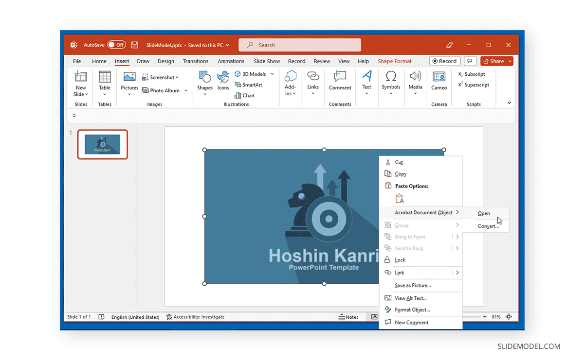 Abrir un archivo PDF desde PowerPoint utilizando el menú contextual