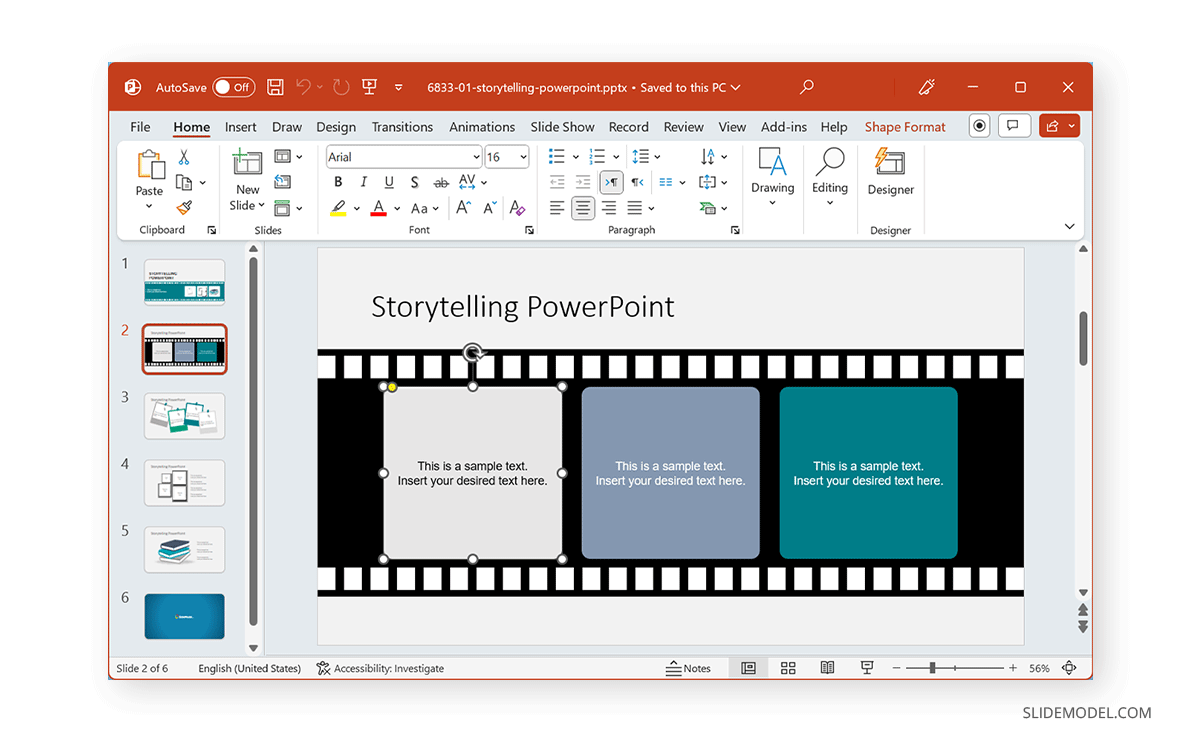 Editar plantilla de PowerPoint de guión gráfico