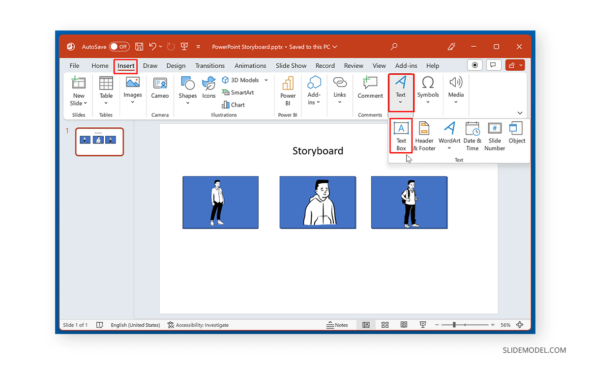 Crear un cuadro de texto para un guión gráfico en PowerPoint