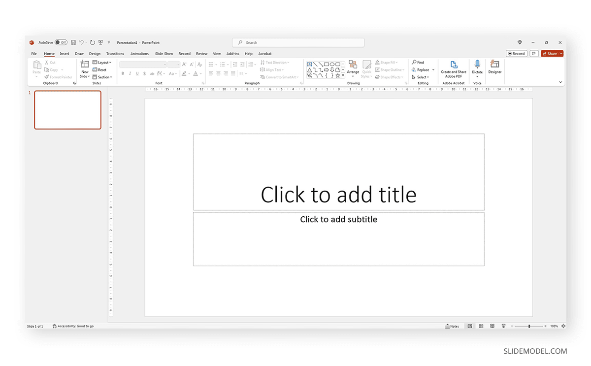 Nueva diapositiva en blanco en PowerPoint