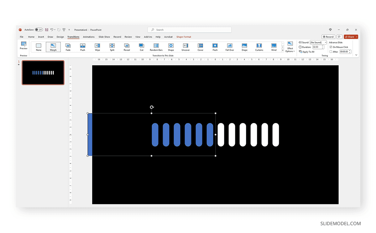 Crear una forma de relleno para una barra de progreso animada en PowerPoint