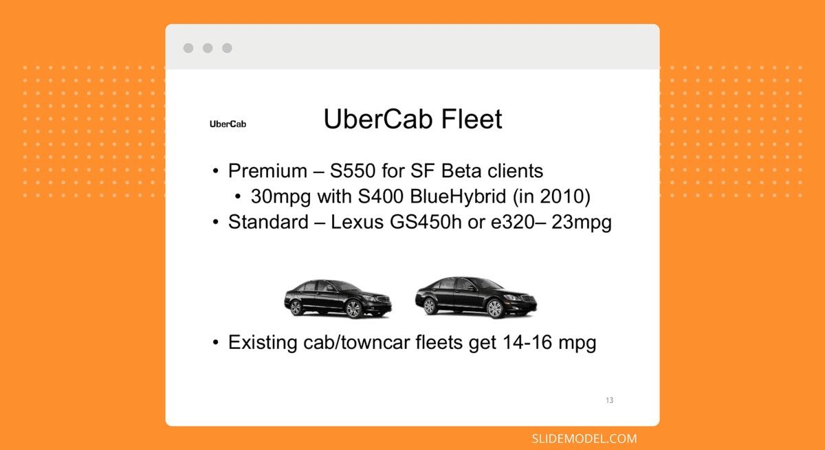 Diseño de diapositivas Uber Pitch Deck para presentaciones