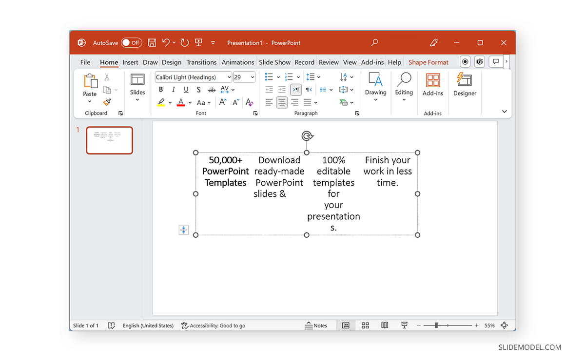 Disposición en cuatro columnas en PowerPoint