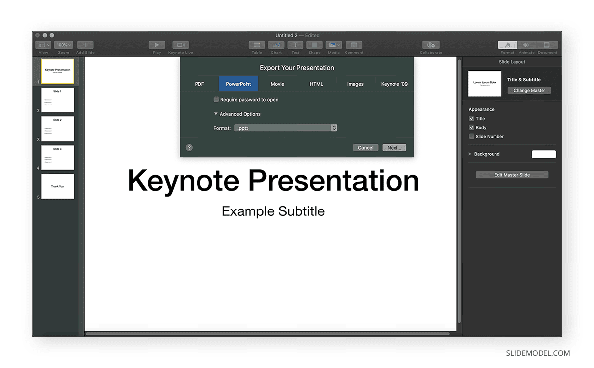 Convertir Keynote a PPTX