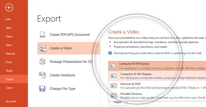 Exportar PowerPoint a vídeo